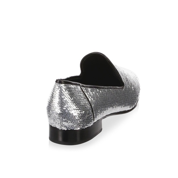 Diane von Furstenberg Leiden Metallic Flat Loafer Silver Evening Dress Shoes 8 - Picture 5 of 12